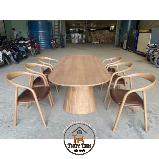 Bộ bàn ghế gỗ ash cao cấp nhận đặt theo yêu cầu khách
