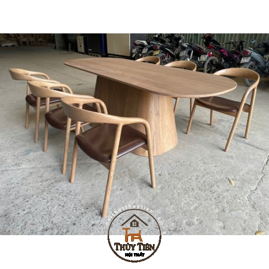 Bộ bàn ghế gỗ ash cao cấp nhận đặt theo yêu cầu khách