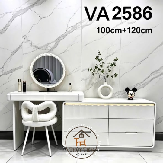 Bộ bàn ghế trang điểm hiện đại nhập khẩu hàng sơn 2k siêu đẹp- 001