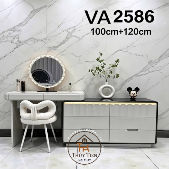 Bộ bàn ghế trang điểm hiện đại nhập khẩu hàng sơn 2k siêu đẹp- 001
