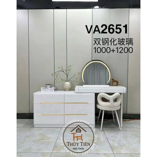 Bộ bàn ghế trang điểm hiện đại nhập khẩu hàng sơn 2k siêu đẹp- 001