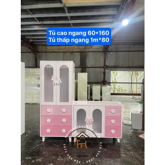 ​ Cặp tủ trẻ em tone hồng trắng siêu xinh – Vừa đáng yêu vừa tiện dụng   ​