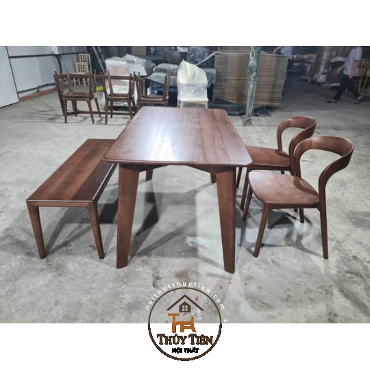 Bộ bàn ăn Neva cao cấp mặt nệm kết hợp ghế dài- BBANV 003