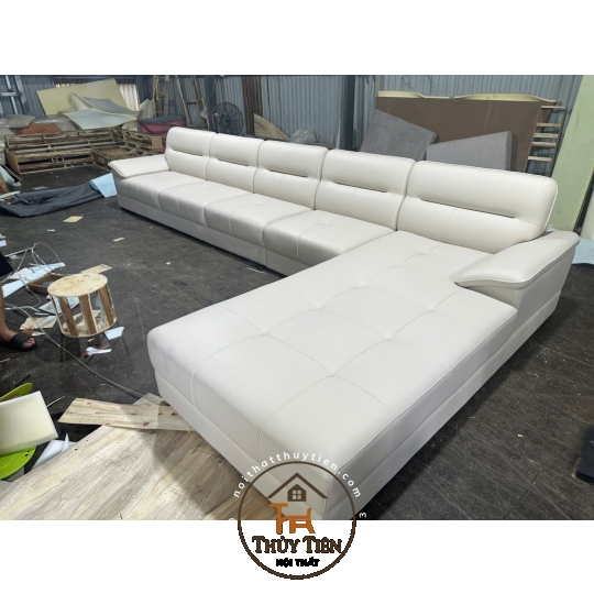 Sofa góc L trắng kem