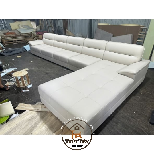 Sofa góc L trắng kem