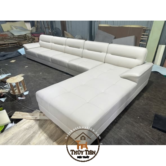 Sofa góc L trắng kem