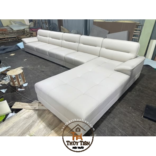 Sofa góc L trắng kem
