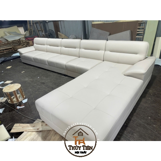 Sofa góc L trắng kem