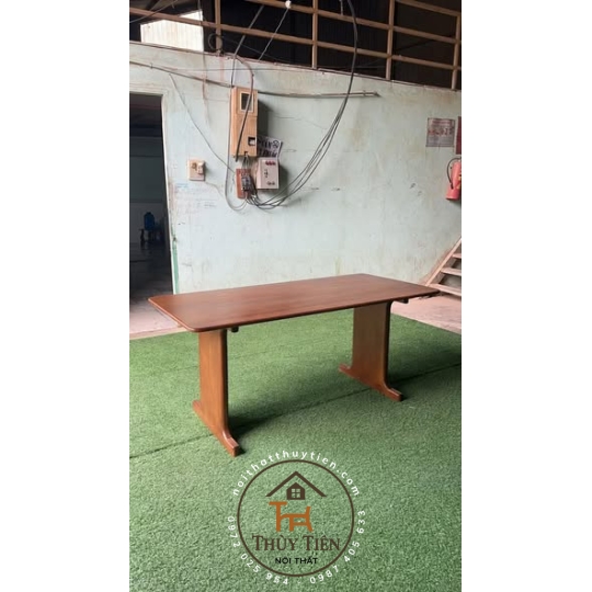 Bàn ghế bàn học gỗ tự nhiên chân chữ T