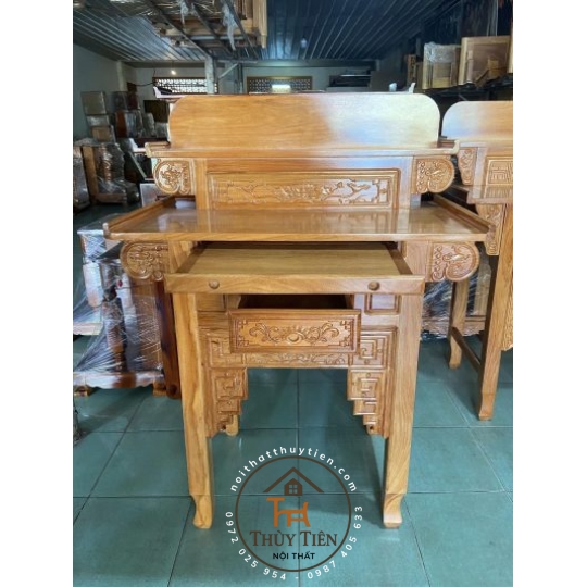 Bàn thờ gia tiên 2 tầng gỗ gõ đỏ