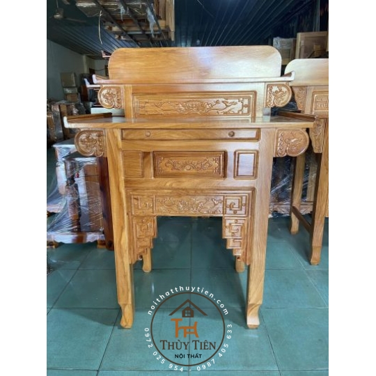 Bàn thờ gia tiên 2 tầng gỗ gõ đỏ