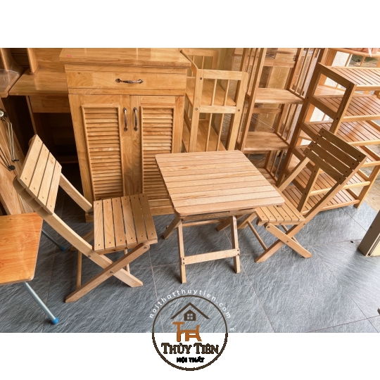 Bộ Bàn ghế cafe mini gỗ sồi