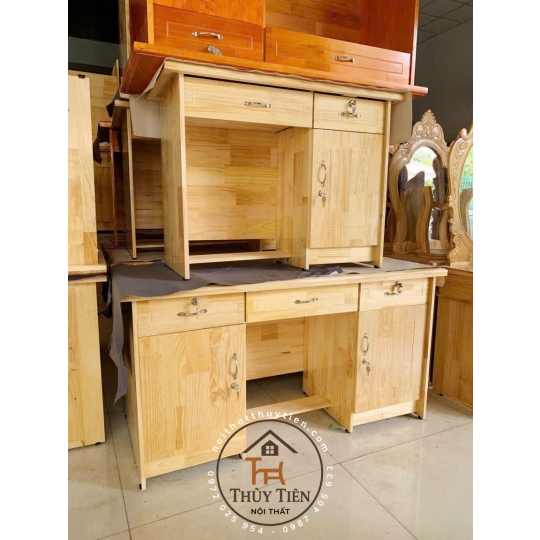 Bàn làm việc gỗ thông 1m, 1m2, 1m4