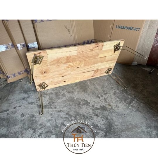 Bàn gấp gọn đa năng gỗ cao su( chân sắt)