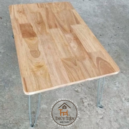 Bàn gấp gọn đa năng gỗ cao su( chân sắt)