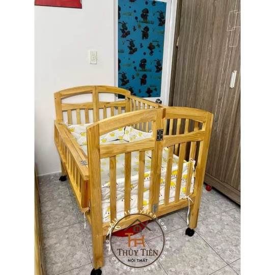 Giường cũi em bé Gỗ Thông Loại Đẹp Chắn Chắn