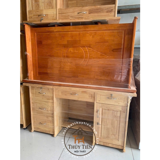 Bàn làm việc gỗ cao su tự nhiên 1m, 1m2, 1m4