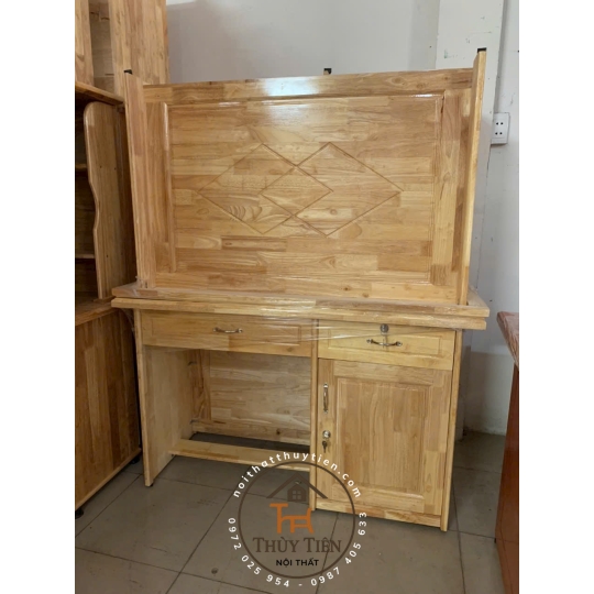 Bàn làm việc gỗ cao su tự nhiên 1m, 1m2, 1m4