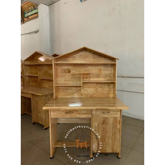 Bàn học sinh gỗ cao su hình mái nhà nhiều kích thước