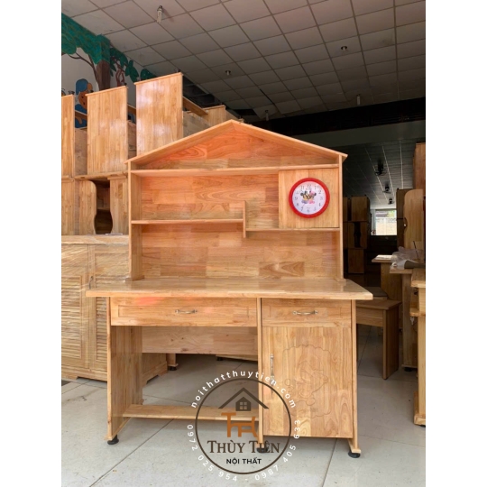 Bàn học sinh gỗ cao su hình mái nhà nhiều kích thước