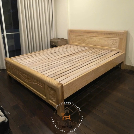 Giường ngủ gỗ sồi Pháp Tự Nhiên Sơn Đẹp