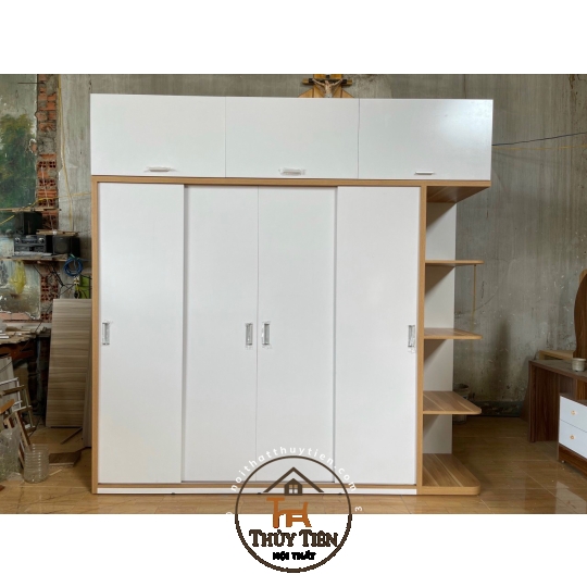 Tủ Quần Áo MDF cửa lùa Kệ Kéo Ngoài- TQAMDF 024