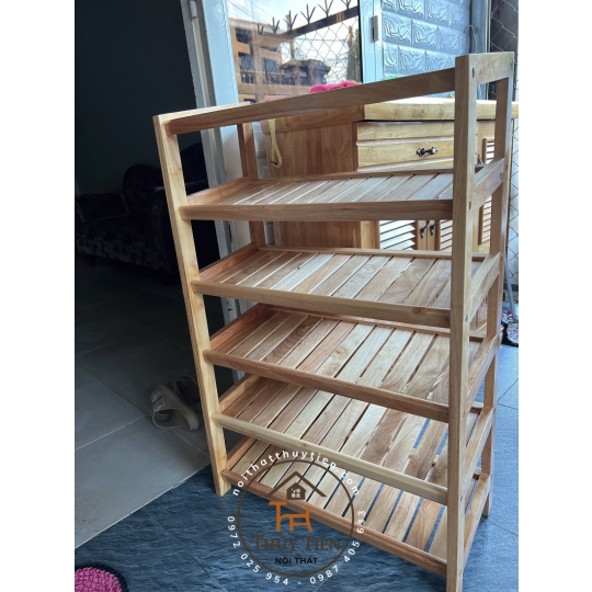 Kệ dép gỗ cao su nhiều kích thước
