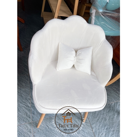 Ghế Vương Miện Thiết Kế Nỉ Nhung Cao Cấp, Kèm Gối Nơ Tinh Tế, Phù Hợp Cho Bàn Makeup và Làm Nail Sang Trọng