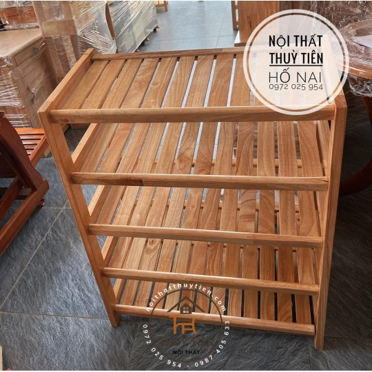 Kệ dép gỗ cao su nhiều kích thước