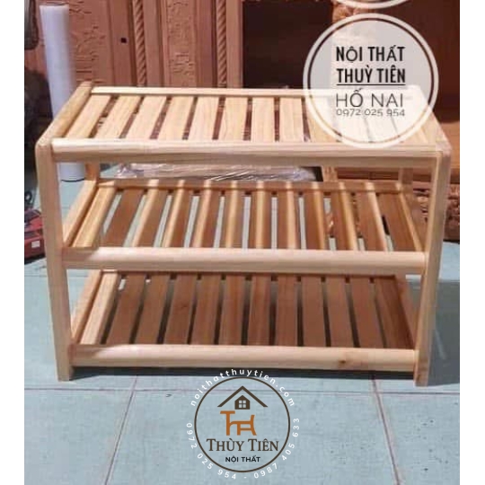 Kệ dép gỗ cao su nhiều kích thước