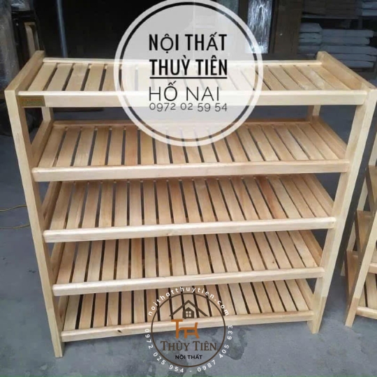 Kệ dép gỗ cao su nhiều kích thước