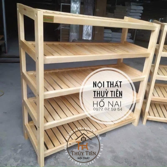 Kệ dép gỗ cao su nhiều kích thước