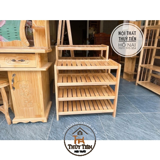 Kệ dép gỗ cao su nhiều kích thước