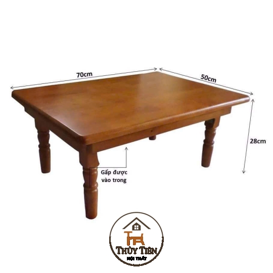 Bàn gấp gọn đa năng gỗ cao su chân gỗ 