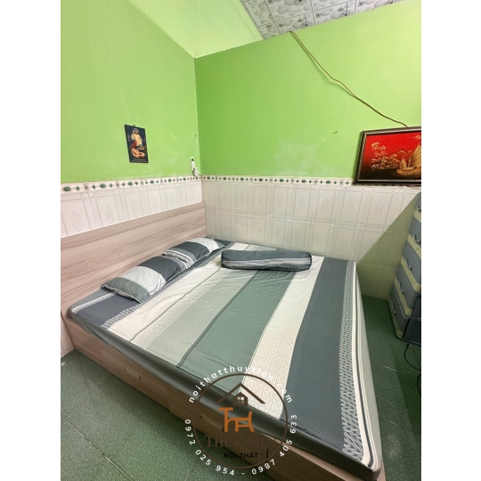 Giường ngủ mdf lõi xanh chống ẩm có hộc kéo