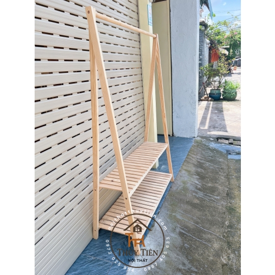 Kệ treo quần áo chữ a gỗ thông