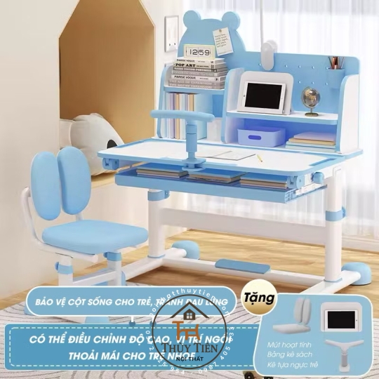 Bàn Học Thông Minh Chống Gù, Chống Cận Nâng Hạ Độ Cao Kệ Hình Gấu màu xám