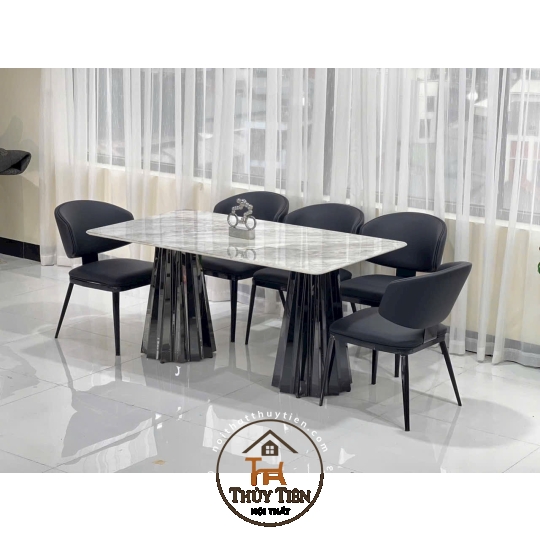 Ghế ăn Leon nhập khẩu cao cấp, ghế bọc da PU, chân côn bọc ống đồng 