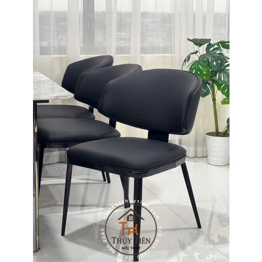 Ghế ăn Leon nhập khẩu cao cấp, ghế bọc da PU, chân côn bọc ống đồng 