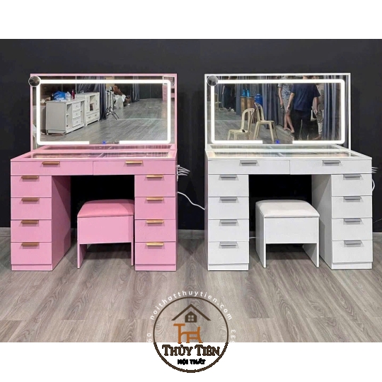 💖 BÀN TRANG ĐIỂM LED  SƠN 2K-  GƯƠNG CẢM ỨNG | KÈM GHẾ | SIÊU NHIỀU NGĂN