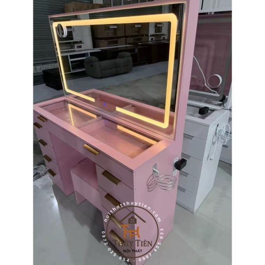 💖 BÀN TRANG ĐIỂM LED  SƠN 2K-  GƯƠNG CẢM ỨNG | KÈM GHẾ | SIÊU NHIỀU NGĂN