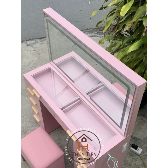 💖 BÀN TRANG ĐIỂM LED  SƠN 2K-  GƯƠNG CẢM ỨNG | KÈM GHẾ | SIÊU NHIỀU NGĂN