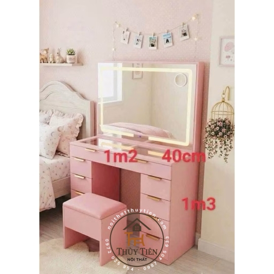 💖 BÀN TRANG ĐIỂM LED  SƠN 2K-  GƯƠNG CẢM ỨNG | KÈM GHẾ | SIÊU NHIỀU NGĂN