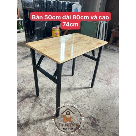 Bàn học sinh chân sắt mặt gỗ cao su tự nhiên - 005