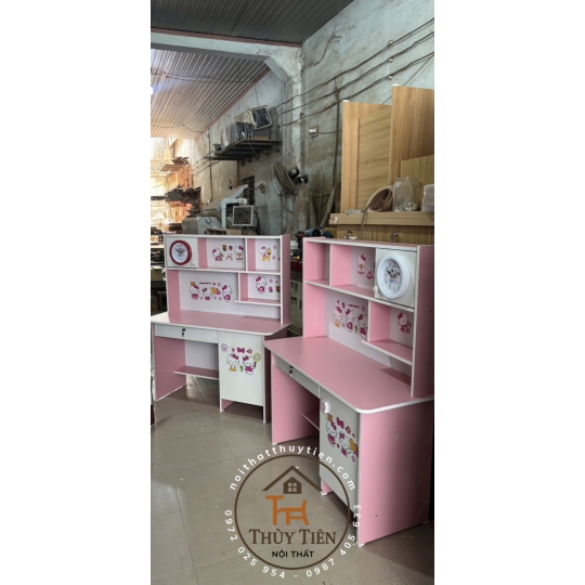 Bàn học sinh mdf màu có đồng hồ