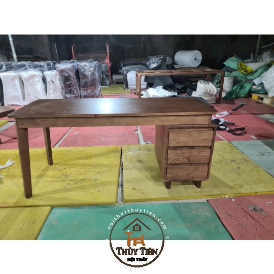 Bàn làm việc gỗ ash cao cấp có hộc kéo