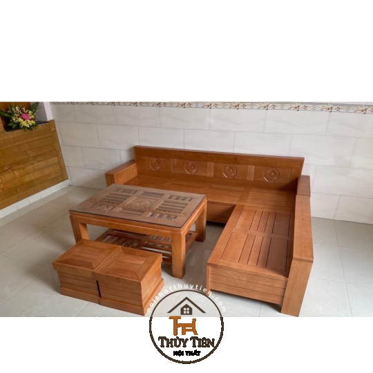 Bàn ghế Sofa góc Chữ L đồng tiền