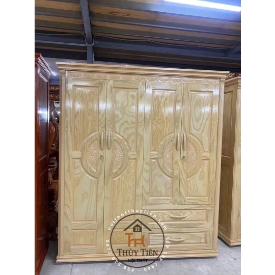 Tủ quần áo gỗ sồi phủ nhiều kích thước 