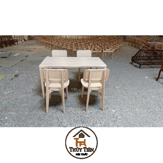 Bộ bàn ăn ghế mây và bàn neva