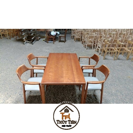 Ghế hiro ash tựa cao kết hợp bàn Neva gỗ ash
